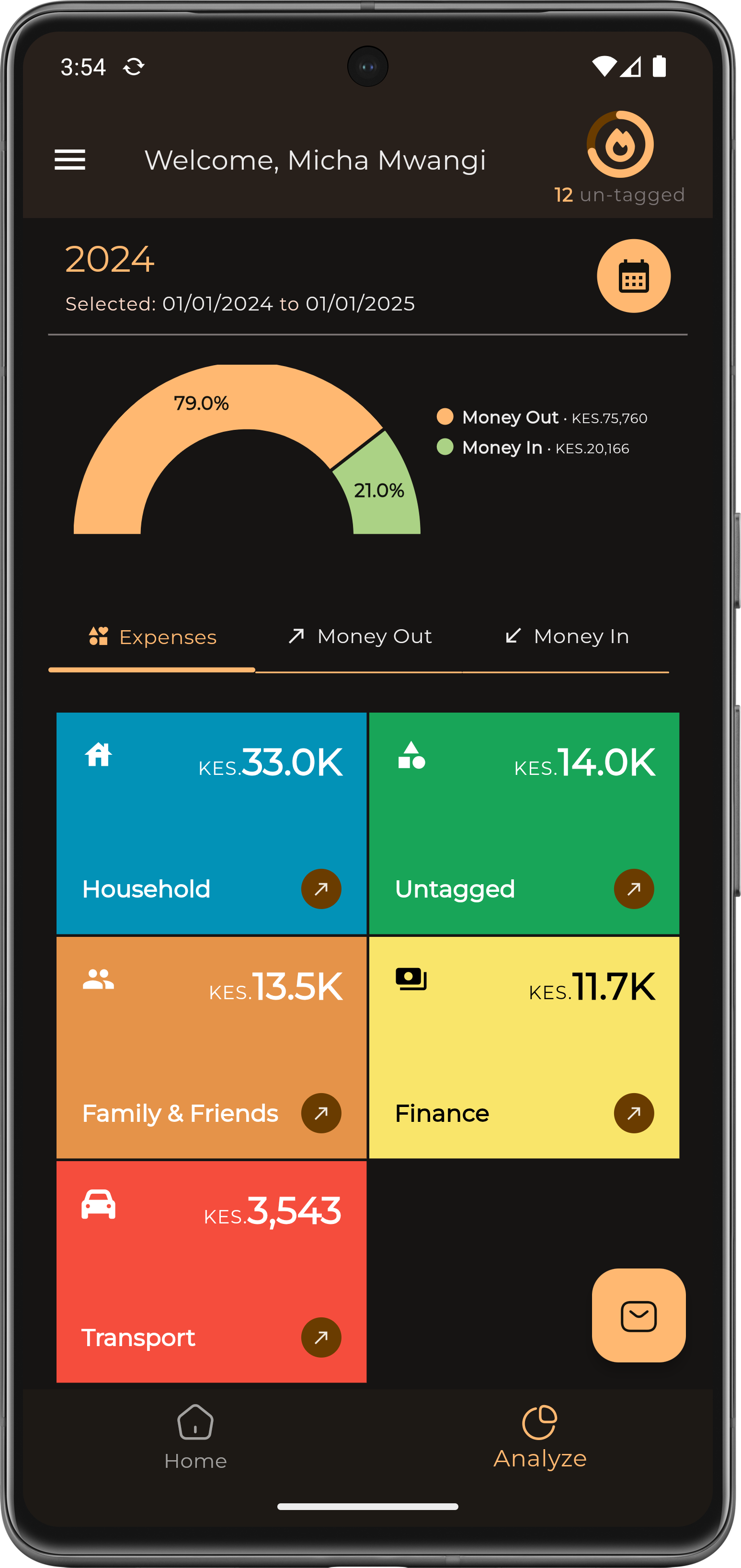 M-PESA Expense Analysis Dashboard in Wavvy Wallet